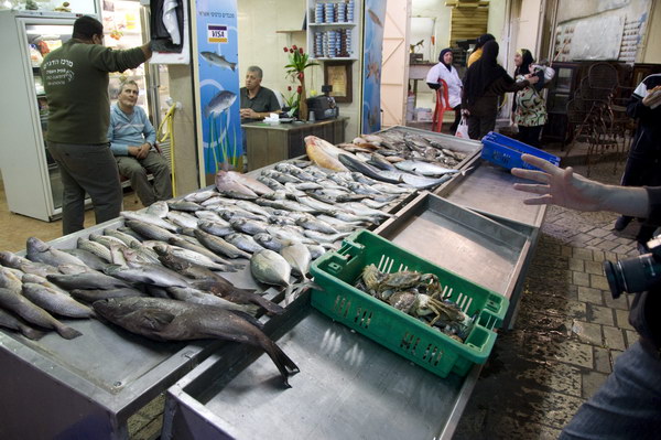 Рыба на рынке в Акко. Израиль. Фотография Вильянова. Fish market, Acre, Israel. Photo by Vilianov