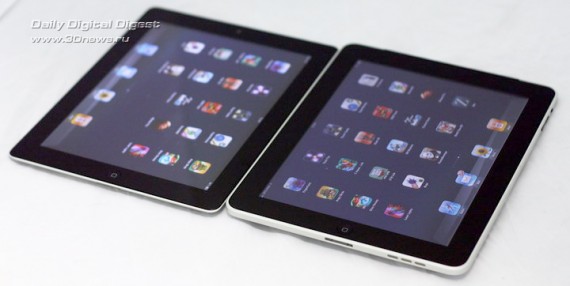 Кто-то скажет, что iPad 2 (слева) тоньше. Но зато старый брутальнее
