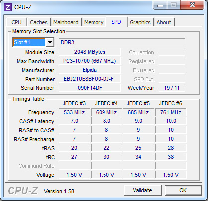 Acer Aspire 7560G SPD обзор CPU-Z