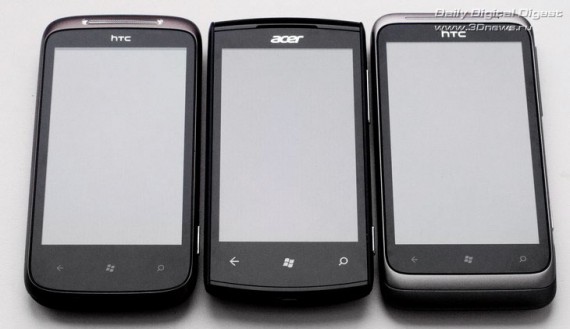 Слева направо: HTC Mozart, Acer Allegro и HTC Radar