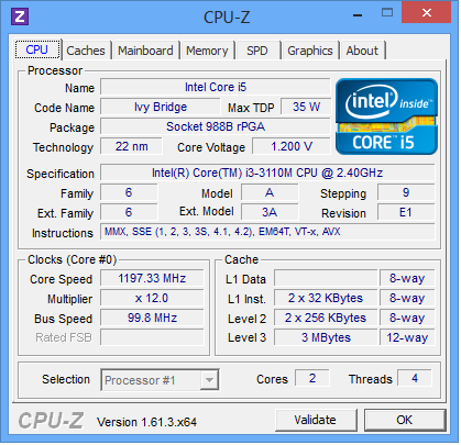 Первый раз вижу такую забавную ошибку у CPU-Z! Модель процессора распознана корректно, но программа предпочла назвать его Core i5.