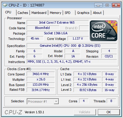 компьютер Вильянова CPU-Z