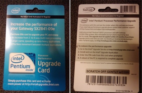Программный апгрейд процессора Intel processor performance upgrade card