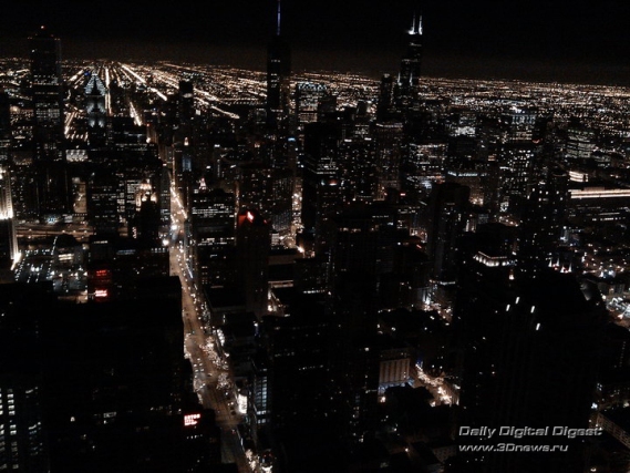 Ночной Чикаго с высоты птичьего полета