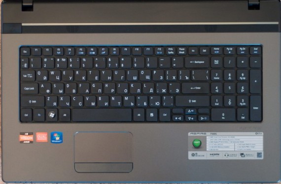 Acer Aspire 7560G клавиатура тачпад keyboard touchpad обзор