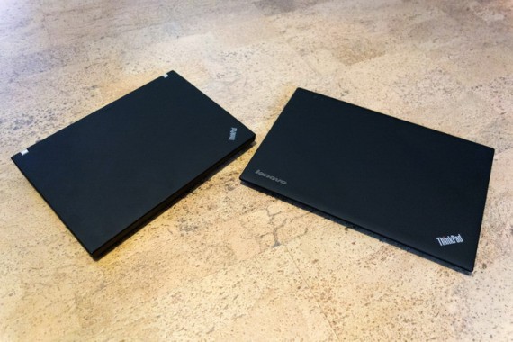 Слева ThinkPad X201s, на котором еще даже нет логотипа Lenovo, справа – X1 Carbon