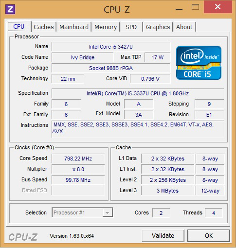 Ультрабук Dell XPS 12 CPU-Z обзор